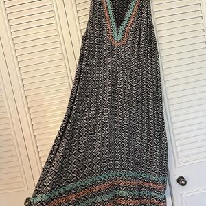 THML Black and Orange Geometric Maxi Dress